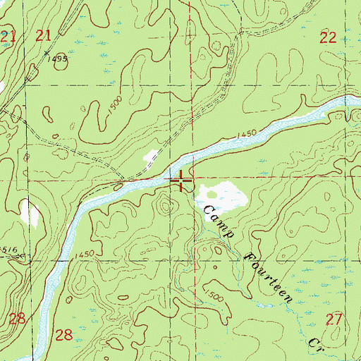 Topographic Map of Camp Fourteen Creek, WI