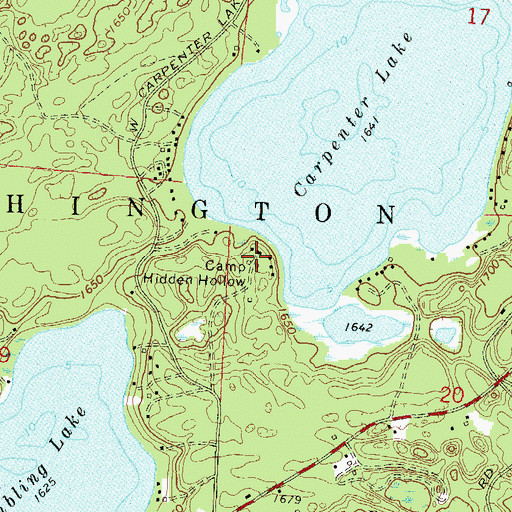 Topographic Map of Camp Hidden Hollow, WI