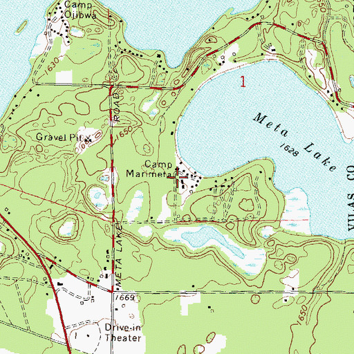 Topographic Map of Camp Marimeta, WI