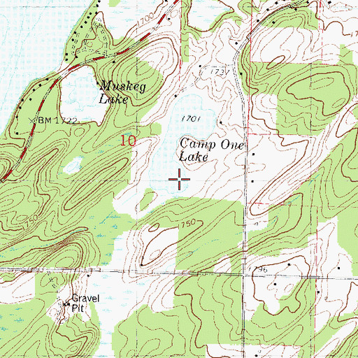 Topographic Map of Camp One Lake, WI