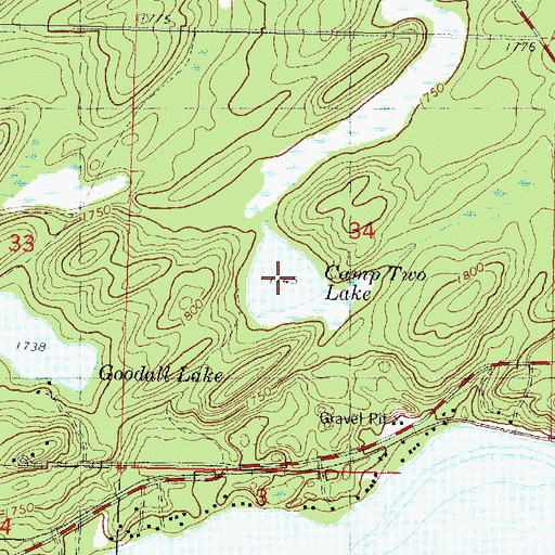 Topographic Map of Camp Two Lake, WI