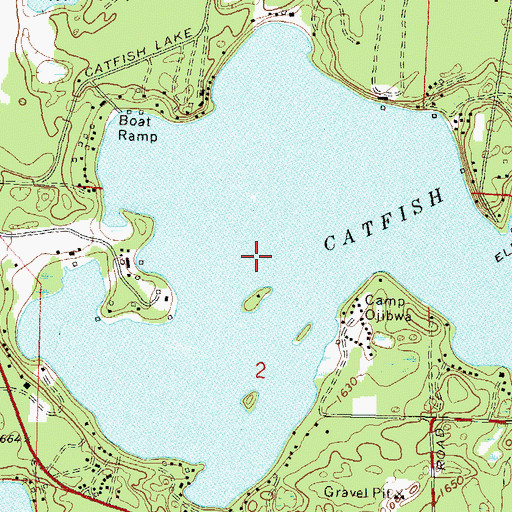 Topographic Map of Catfish Lake, WI