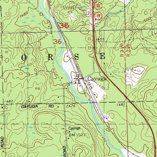 Topographic Map of Cayuga, WI
