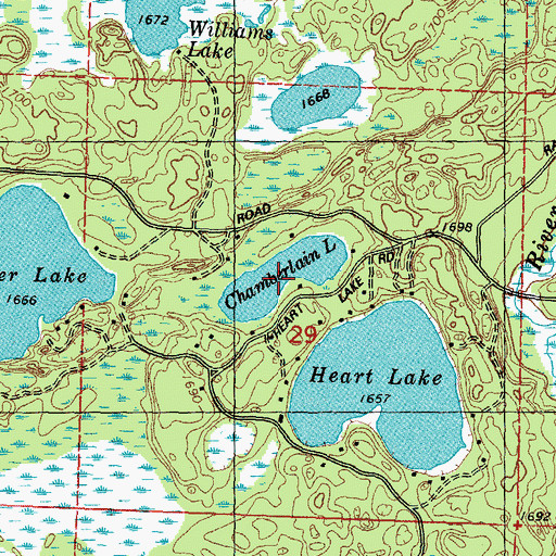 Topographic Map of Chamberlain Lake, WI