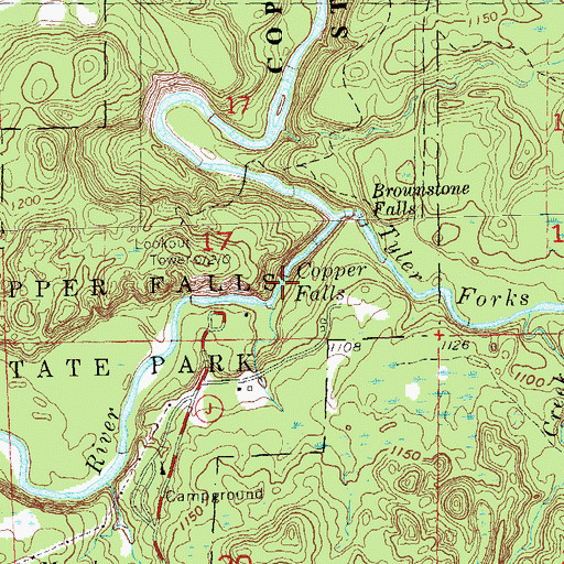 Topographic Map of Copper Falls, WI