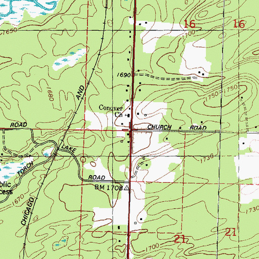 Topographic Map of Covenant Church, WI