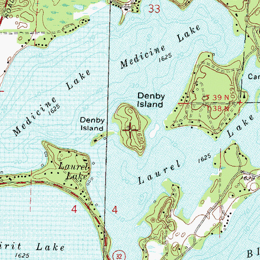 Topographic Map of Denby Island, WI