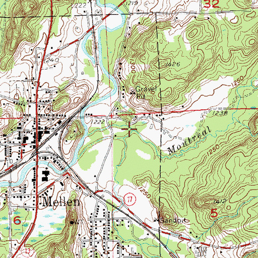 Topographic Map of Devils Creek, WI