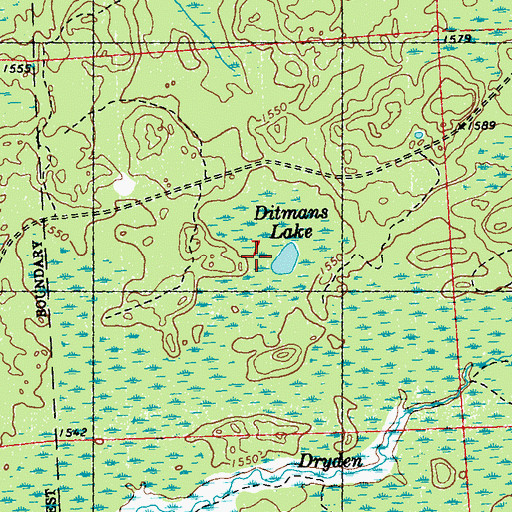 Topographic Map of Ditmans Lake, WI