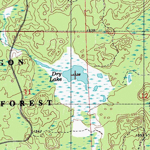 Topographic Map of Dry Lake, WI