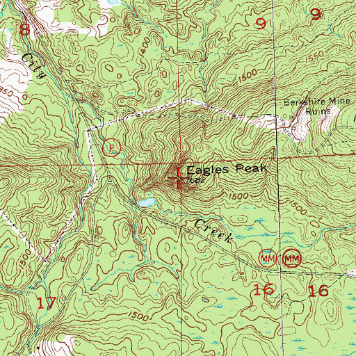 Topographic Map of Eagles Peak, WI