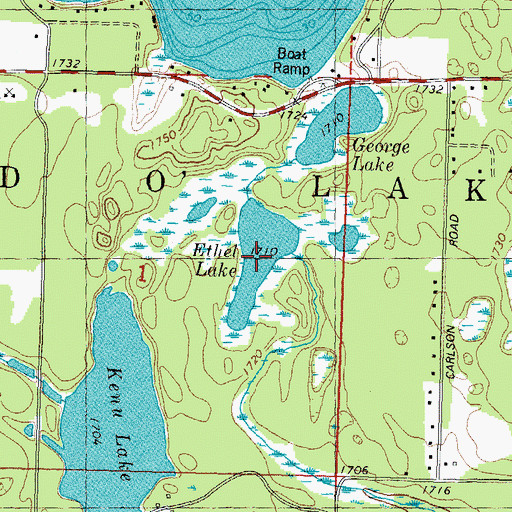 Topographic Map of Ethel Lake, WI