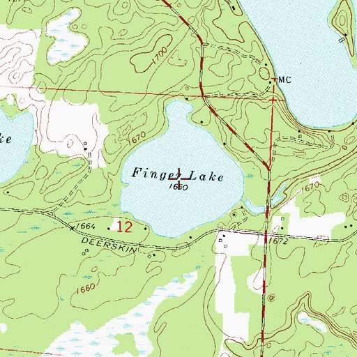 Topographic Map of Finger Lake, WI