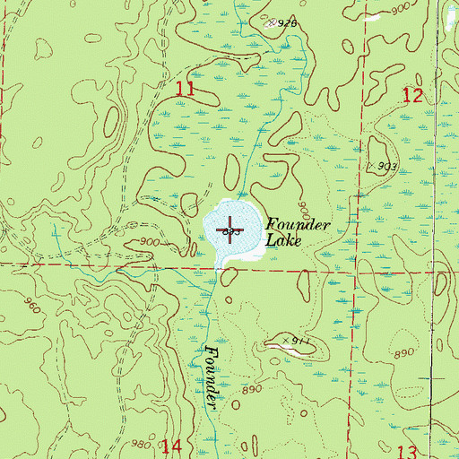 Topographic Map of Founder Lake, WI