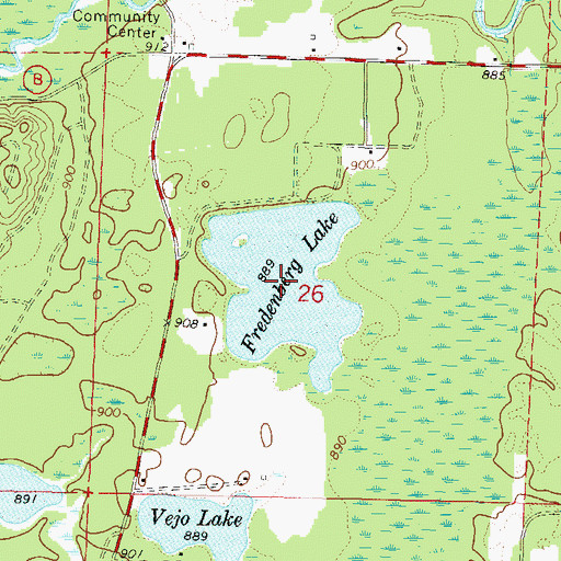 Topographic Map of Fredenberg Lake, WI