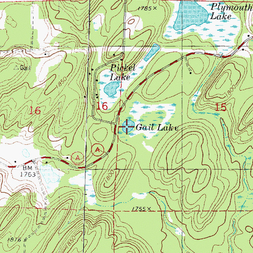 Topographic Map of Gail Lake, WI