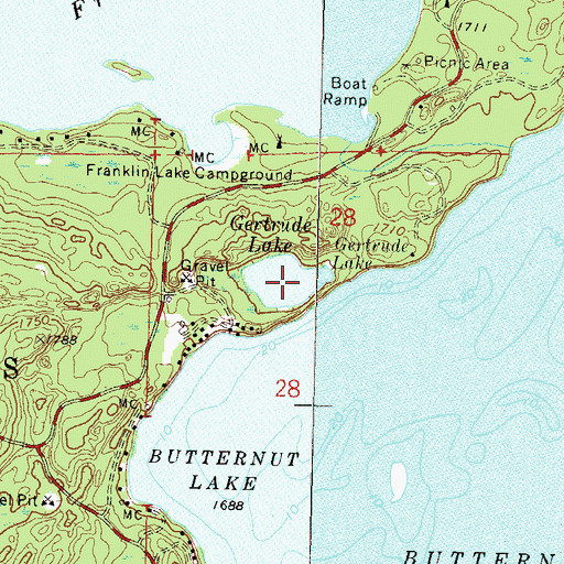 Topographic Map of Gertrude Lake, WI