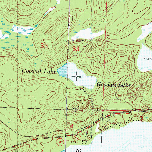 Topographic Map of Goodall Lake, WI