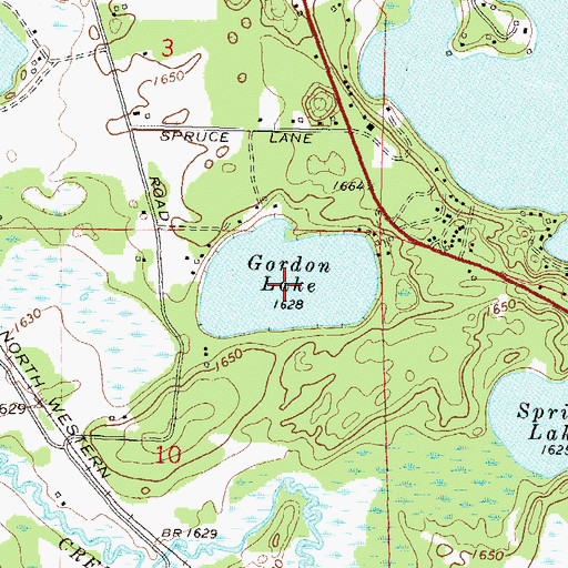 Topographic Map of Gordon Lake, WI