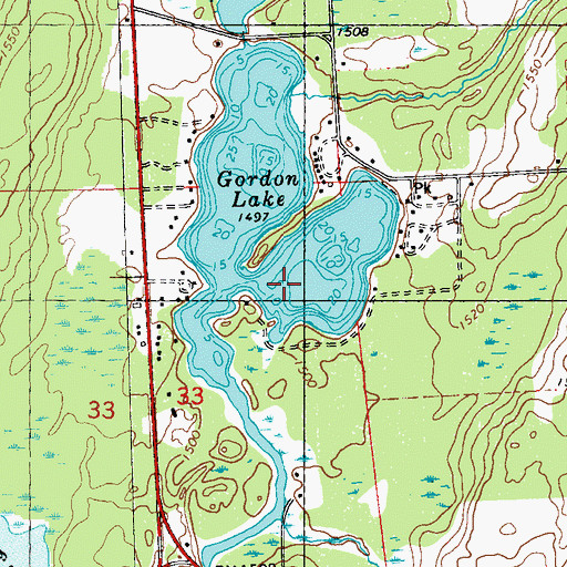 Topographic Map of Gordon Lake, WI