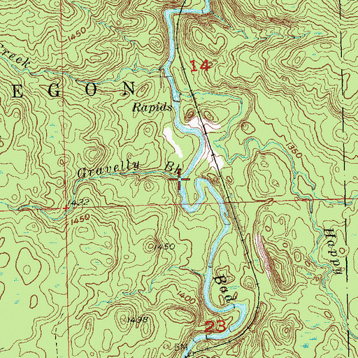 Topographic Map of Gravelly Brook, WI