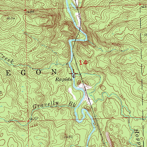 Topographic Map of Happy Creek, WI