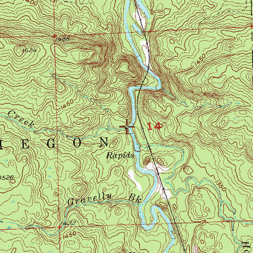 Topographic Map of Hardscrabble Creek, WI