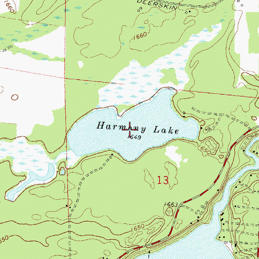 Topographic Map of Harmony Lake, WI