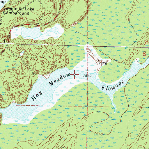 Topographic Map of Hay Meadow Flowage, WI