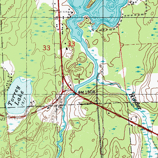 Topographic Map of Hinder Creek, WI
