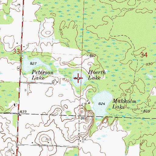 Topographic Map of Hoerth Lake, WI