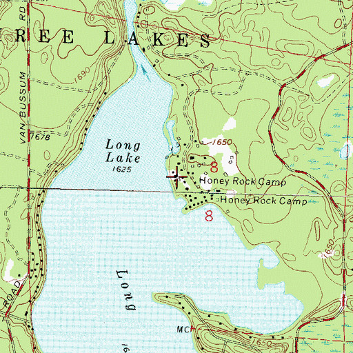 Topographic Map of Honey Rock Camp, WI