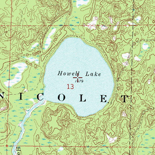 Topographic Map of Howell Lake, WI
