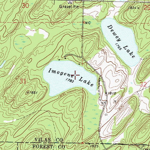 Topographic Map of Imogene Lake, WI