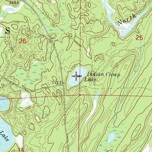 Topographic Map of Indian Camp Lake, WI