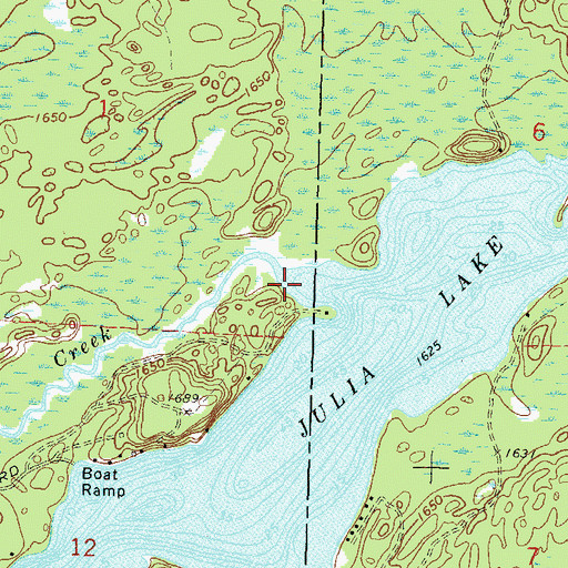 Topographic Map of Julia Creek, WI