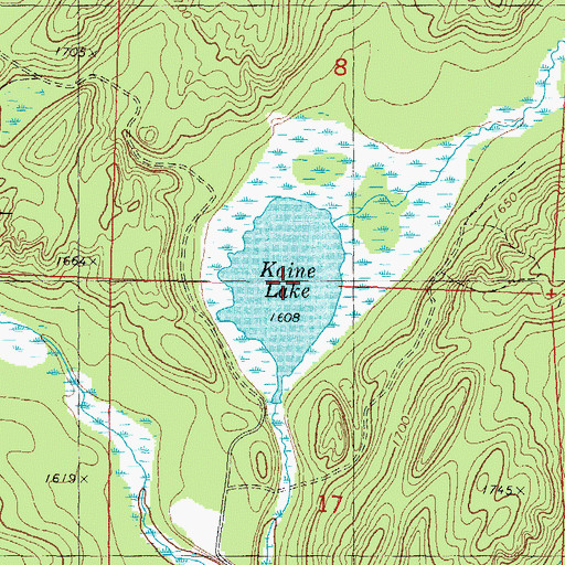 Topographic Map of Kaine Lake, WI