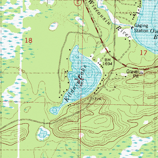 Topographic Map of Kildare Lake, WI