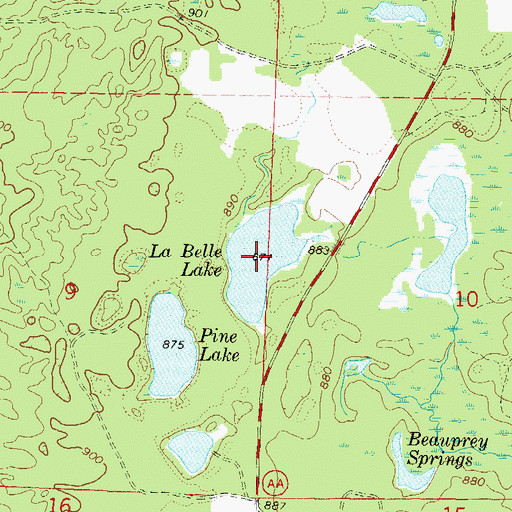 Topographic Map of La Belle Lake, WI