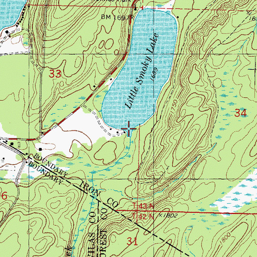 Topographic Map of Little Smoky Creek, WI