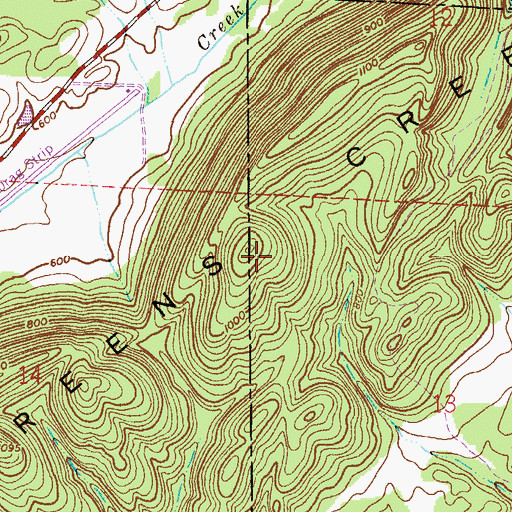 Topographic Map of Greens Creek Mountain, AL