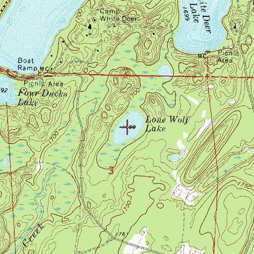 Topographic Map of Lone Wolf Lake, WI