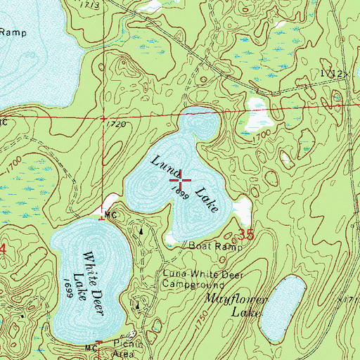 Topographic Map of Luna Lake, WI