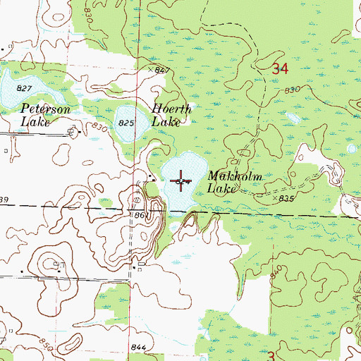 Topographic Map of Makholm Lake, WI