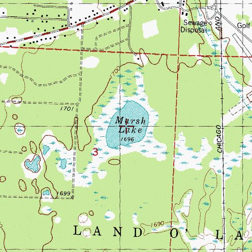 Topographic Map of Marsh Lake, WI