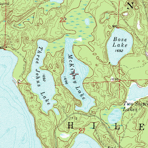Topographic Map of McKinley Lake, WI