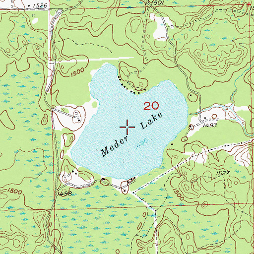 Topographic Map of Meder Lake, WI