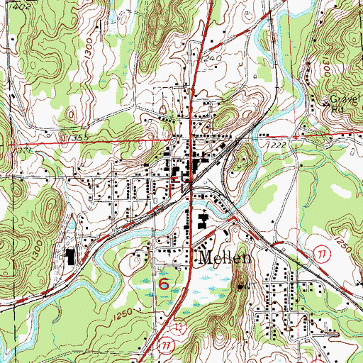 Topographic Map of Mellen, WI
