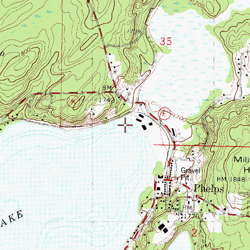Topographic Map of Military Creek, WI