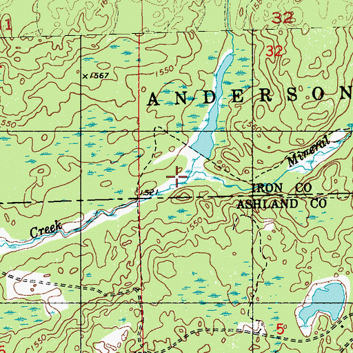 Topographic Map of Mineral Creek, WI